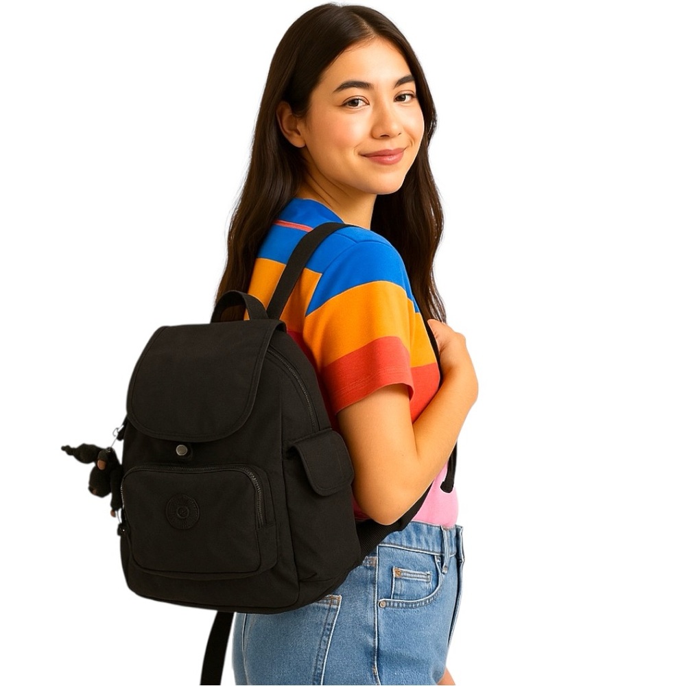 Kipling Black Backpack with Durable Fabric and Versatile Design